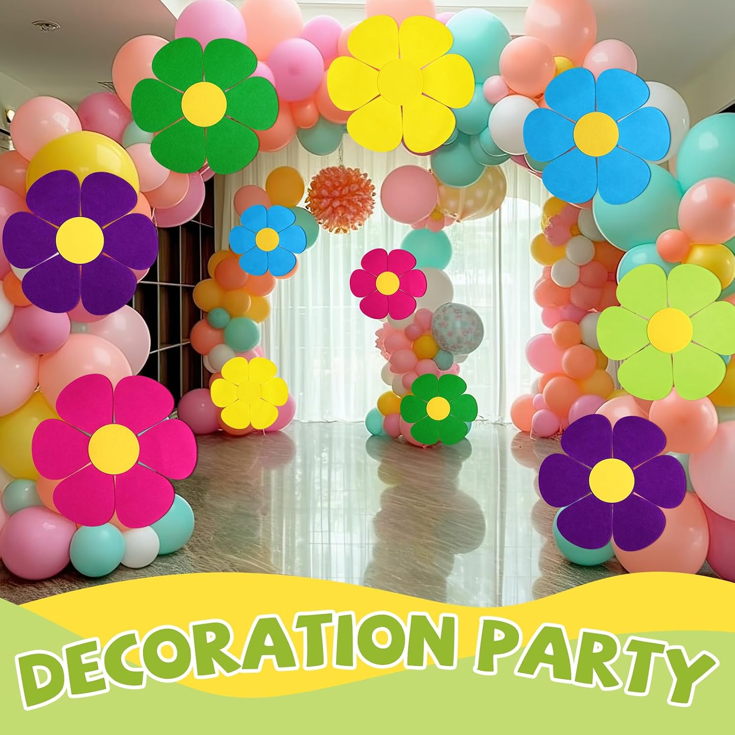 Frienda 12 Pack 14inch Large Colorful Flowers Felt Decoration Giant Flower for Wall Backdrop Spring Summer Graduation Bulletin Board Decor Daisy Party Hippie Birthday Party Decorations Wedding