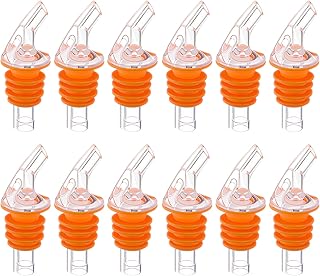 1 Dozen Pour Spout Large Amber Cork Pour Spout Bottle Speed Pourers Fits 750ml, 1l, 1.75l Bottles, for Liquors, Bartending Tool(Orange)