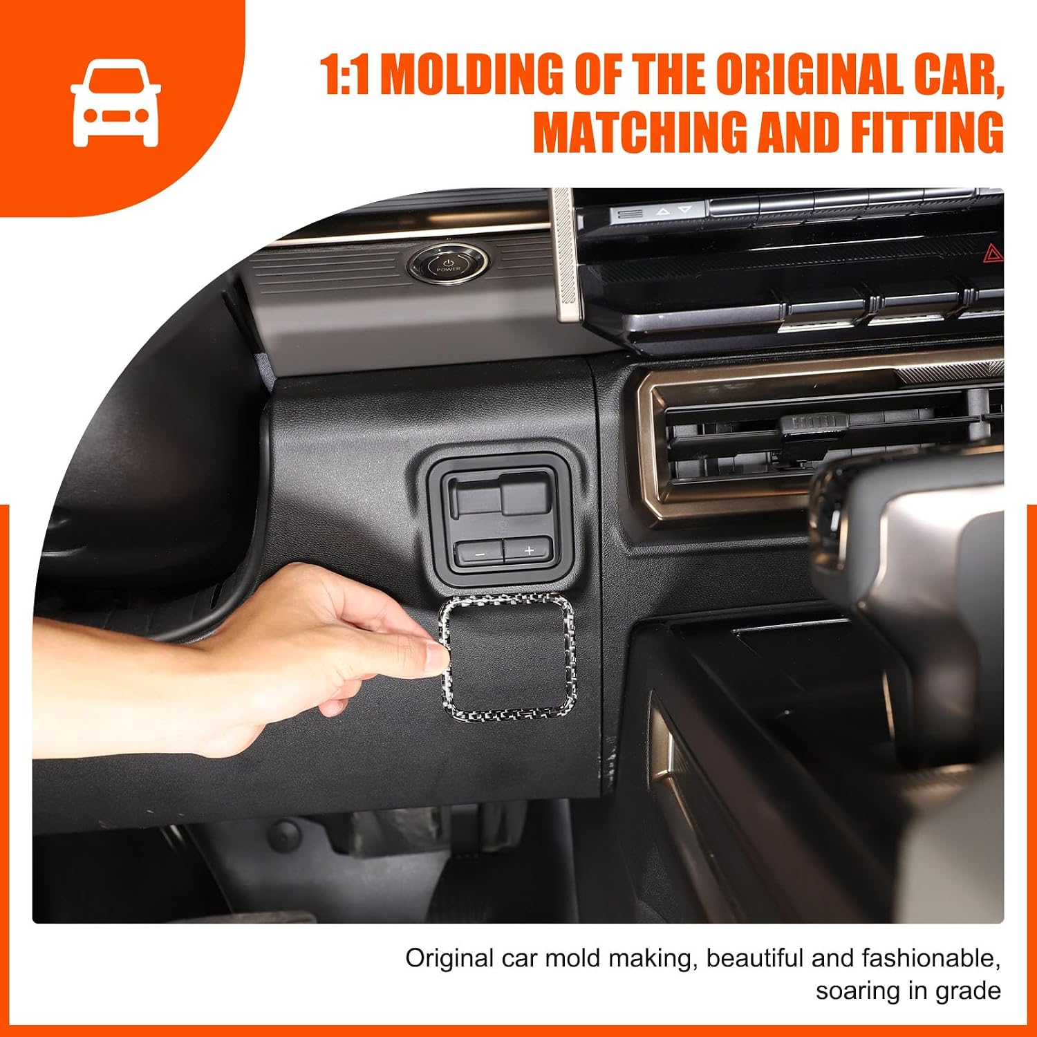 Yinanlutos Trailer Brake Switch Button Frame Trim Cover Compatible with Hummer EV 2024 2025 2026 Accessories Soft Carbon Fiber Center Console Trailer Brake Control Button Trim Sticker 1PCS (Black)