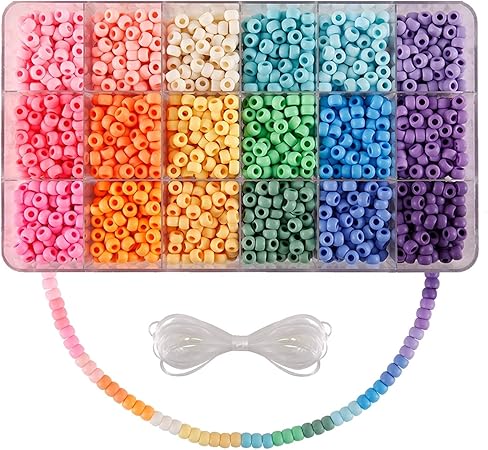 Amazon.com: MAKERSLAND 2600+pcs Pony Beads Kit, 18 Color Rainbow Kandi ...