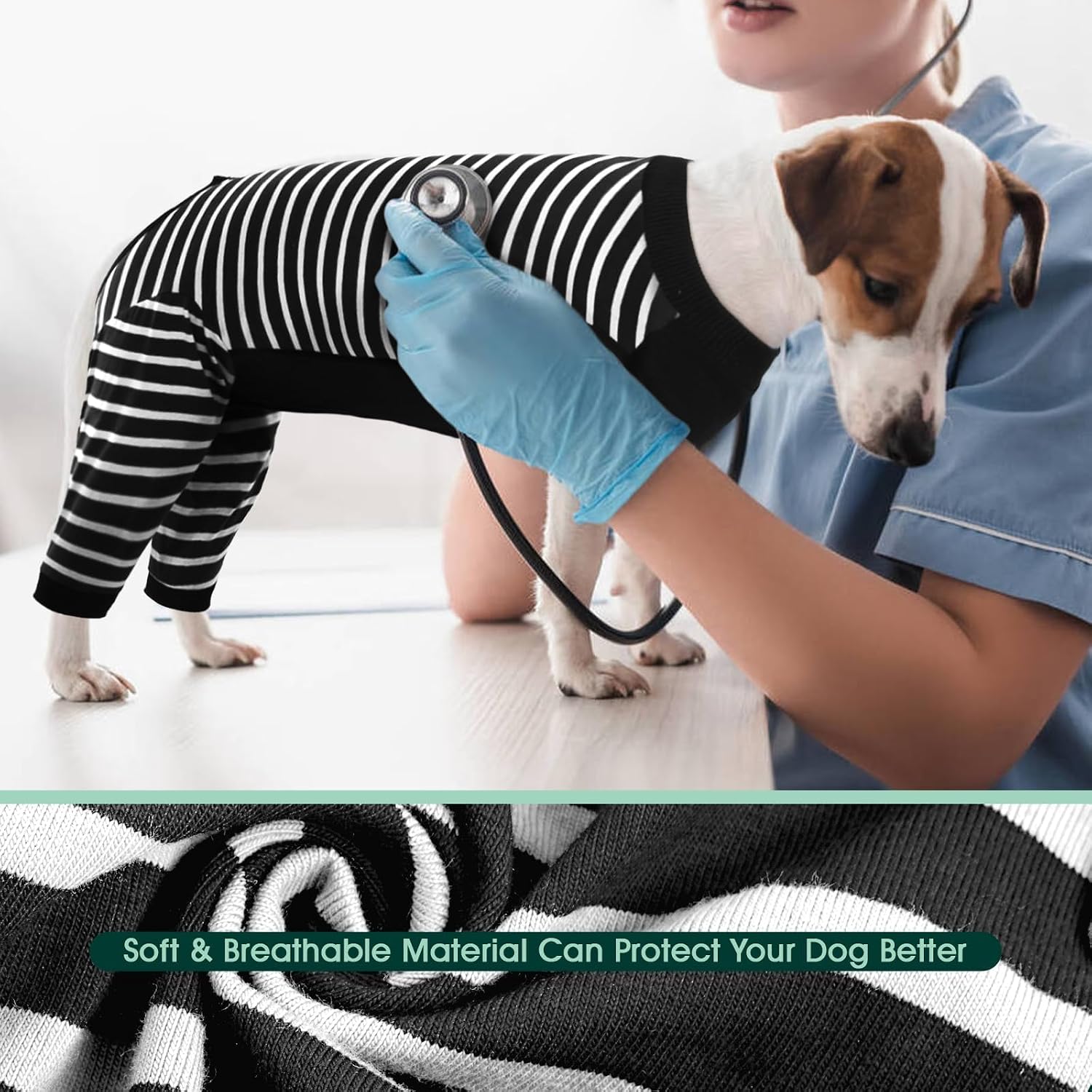 Kuoser Dog Recovery Suit, Anti Licking Dogs Rear Leg Sleeve, Abdominal Dog Surgical Suit with Dog Pants Cover Protect Wounds, Dogs Elbow Protector Soft Pet Surgery Onesie Cone Alternative, Black 2XL