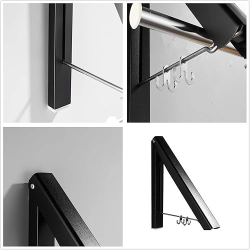 Miniatura 5 de Percha para ropa  Percheros plegables y retráctiles  Estante de secado de ropa montado en la pared  Organizador de almacenamiento para el hogar,