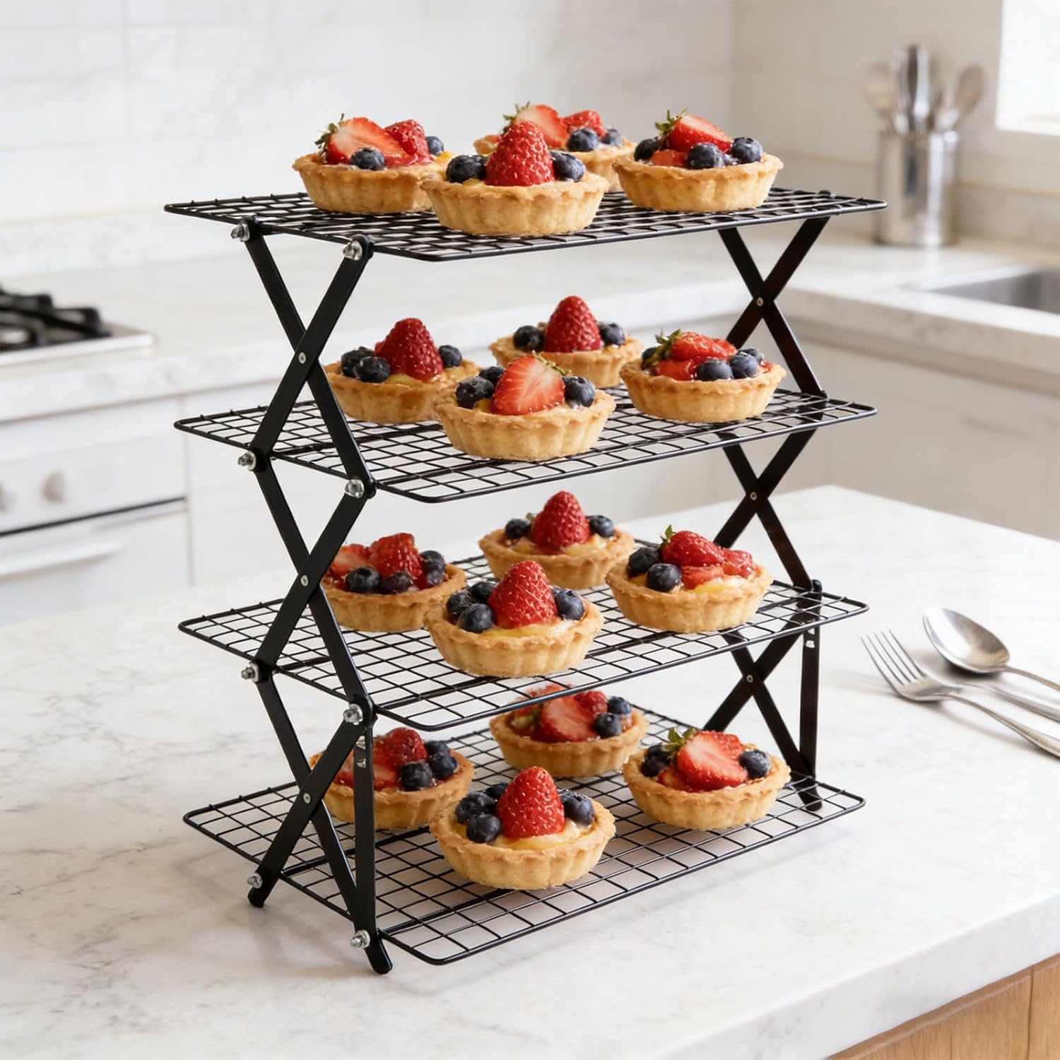 Pliable Refrigerating Rack Collapsing Plan for Compact Storage Permanent Metal Strong Not Stick Coating Easy Neat Not Stick Rack