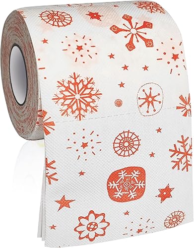 Decoraciones de papel higiénico de Navidad, regalos de papel higiénico con patrón de copos de nieve rojos, regalos de vacaciones, servilletas de