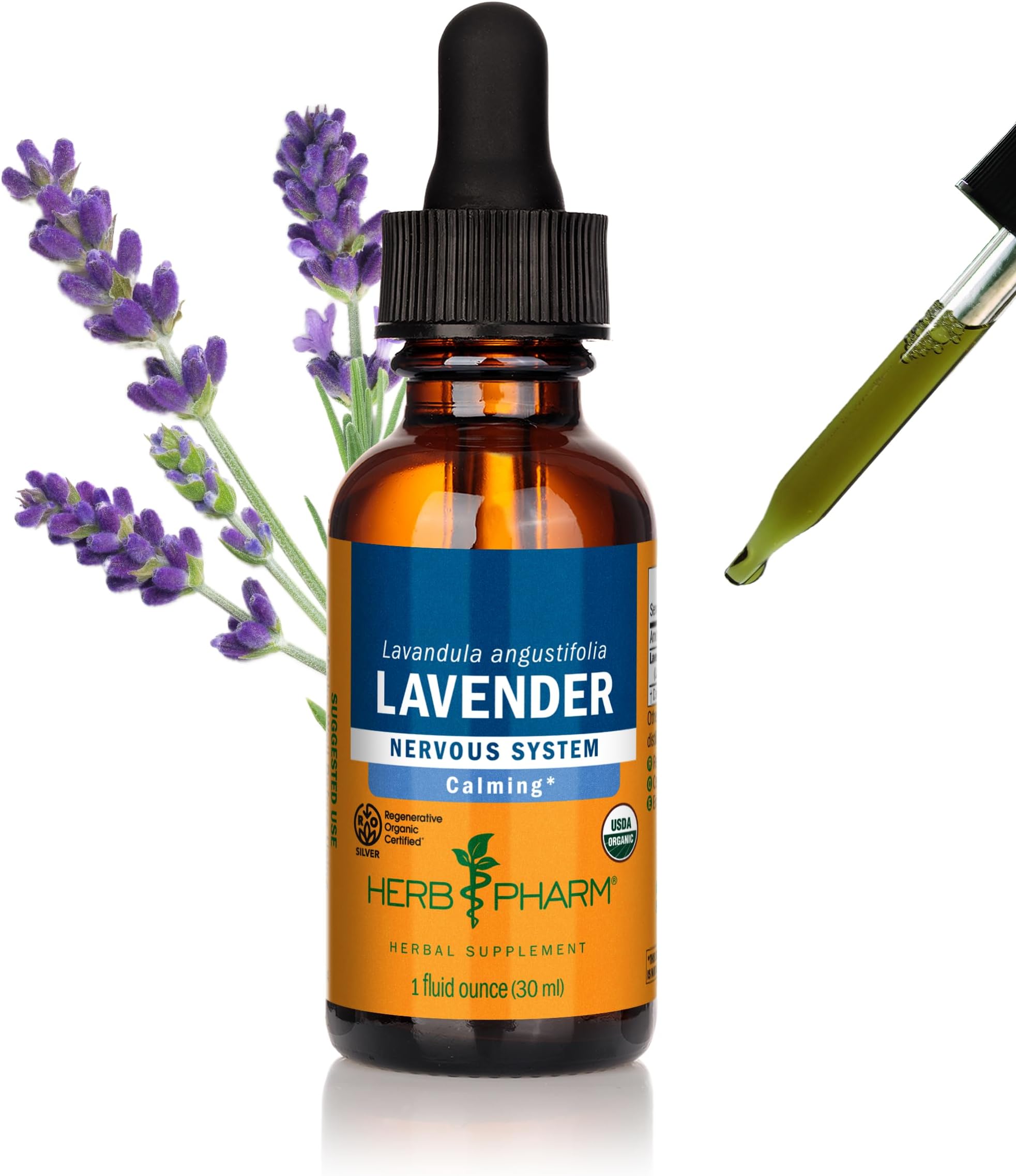 Certified Organic Lavender Flower Liquid Extract for Calming Nervous System Support, 1 Fl Oz