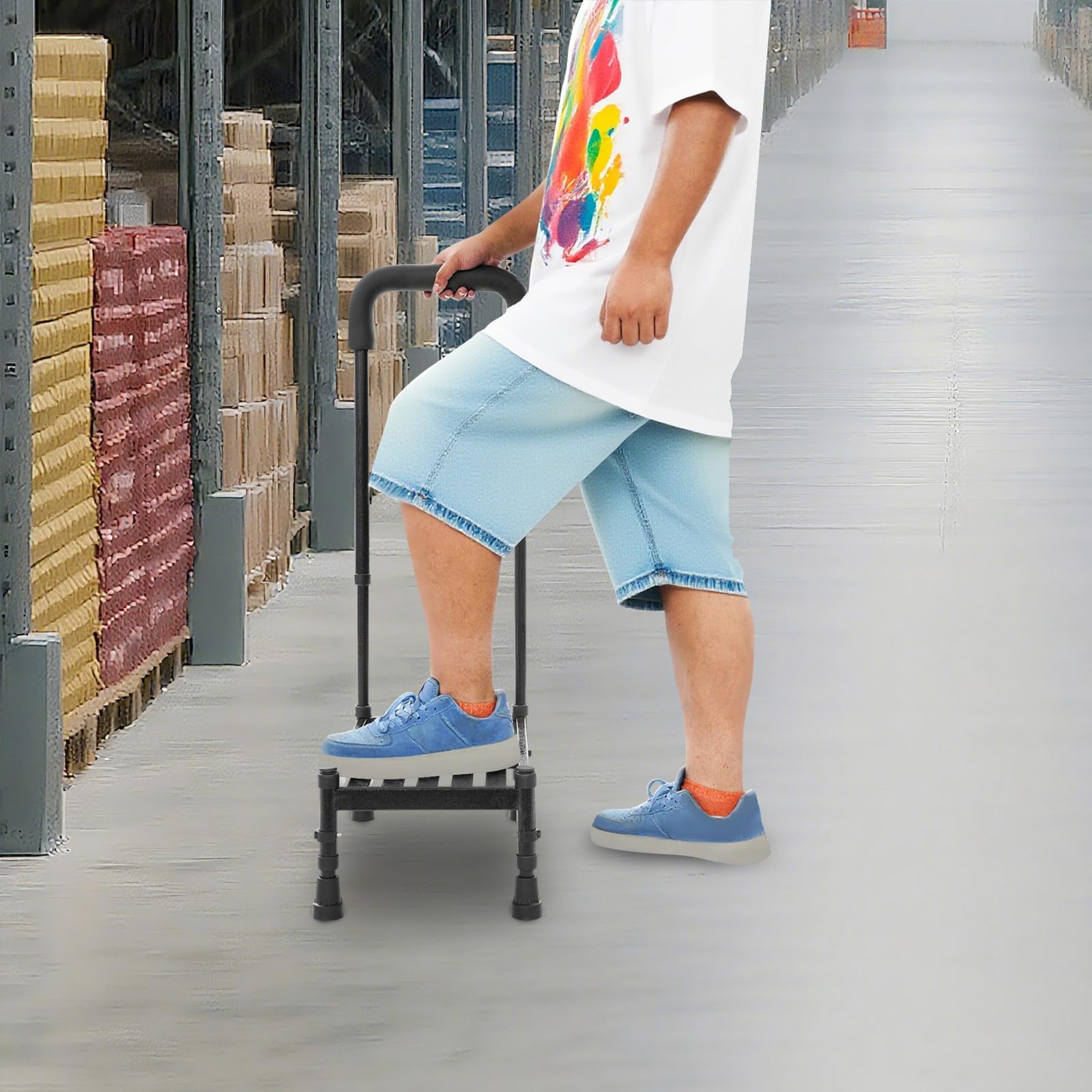 1 peldaños para adultos, rampas con pasamanos, altura ajustable, antideslizante, con asa, rampa para adultos con pasamanos para personas mayores, discapacitados, niños
