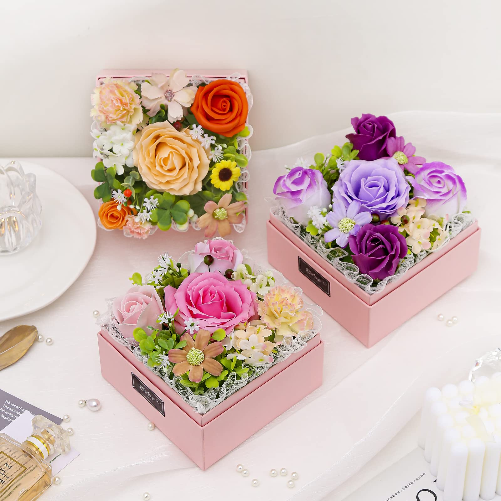 Amazon｜バラ ソープフラワー 創意方形ギフトボックス ホワイトデー