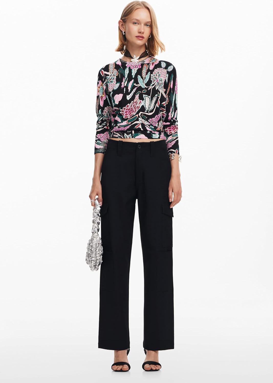 Desigual Women's Fine Geometric Patchwork Pullover