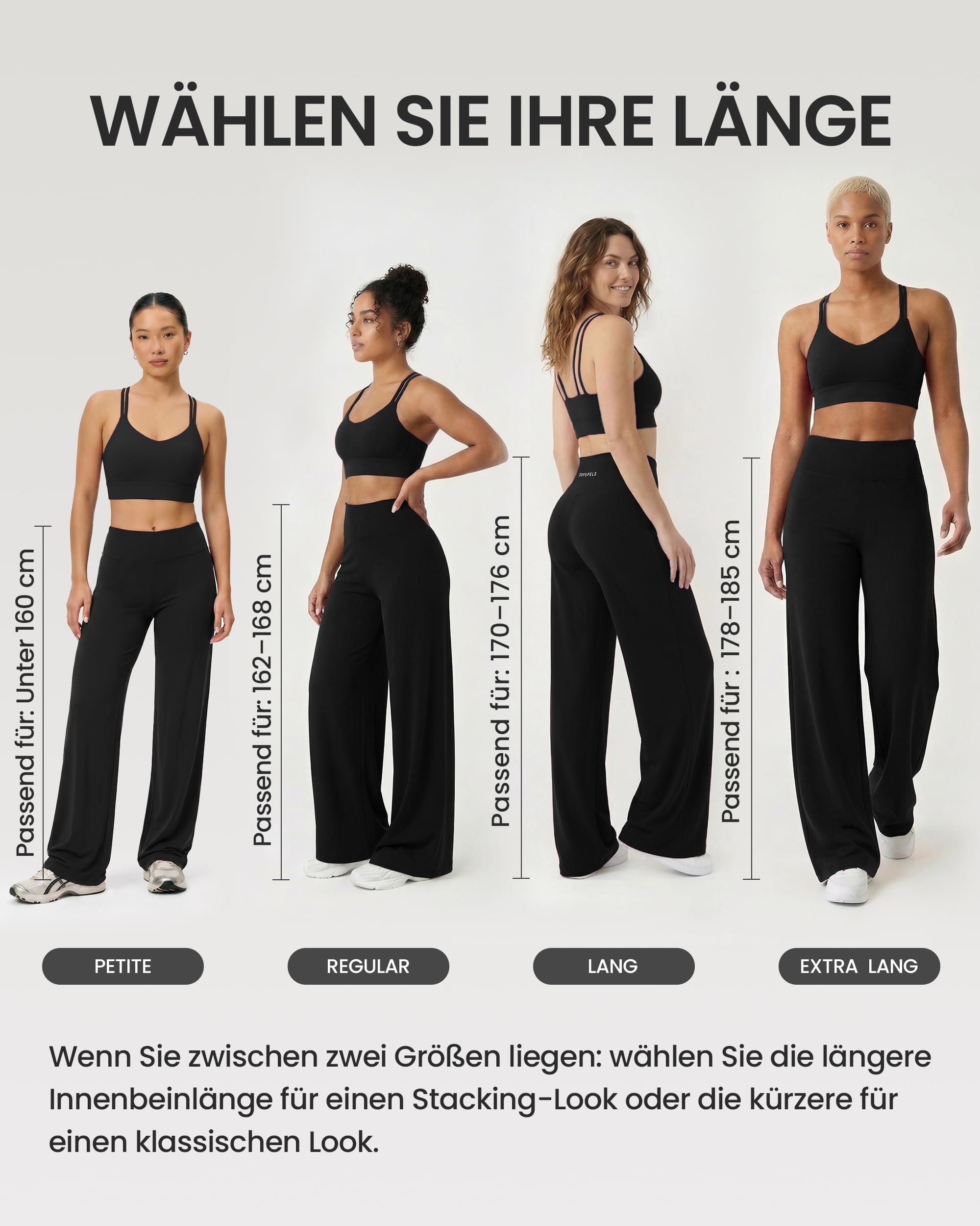 JOYSPELS Straight Leg Leggings Damen Flared Petite/Regular/Lang/Extra Lang | Yogahose Hohe Taille Sport Gym Schlaghose