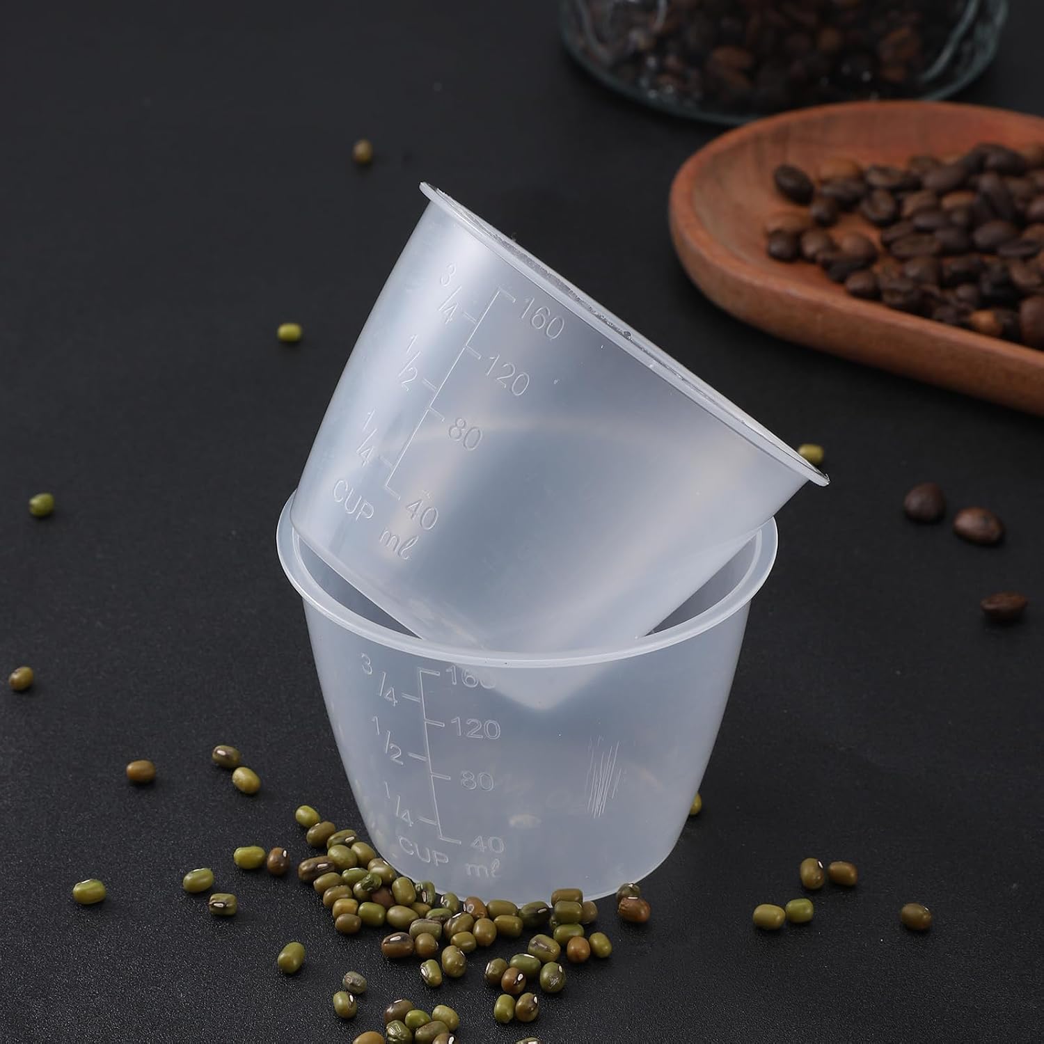 2 Pieces Transparent Rice Measuring Cups, 160ml 3/4 Cup Rice-Cooker Cups Plastic Double Scale Small Laundry Measuring Rices Cup Replacement for Cooking,Dog Cat Food Measurings