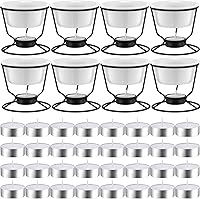 Rossesay 40-Pc Ceramic Butter Warmers for Seafood Set: 8x 4.7oz Dishes + 32 Tealights for Fondue, Cheese Melting - Oven, Microwave Safe, White