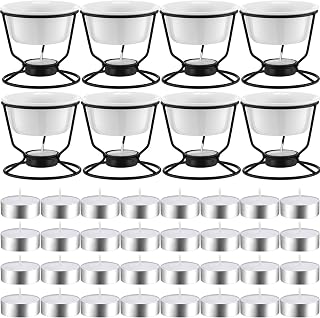 40 Pcs Ceramic Butter Warmers for Seafood Set 4.7oz 8 Pcs Butter Warmer with 32 Tealight Candles for Chocolate Cheese Fondue Melting, Dishwasher Safe, Microwave Safe, Oven, White