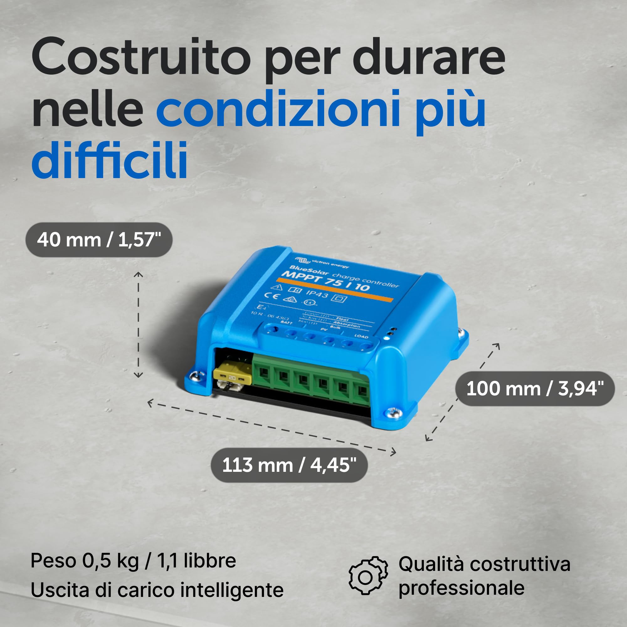 Victron Energy BlueSolar MPPT 75V 10 amp 12/24-Volt Regolatore di Carica Solare