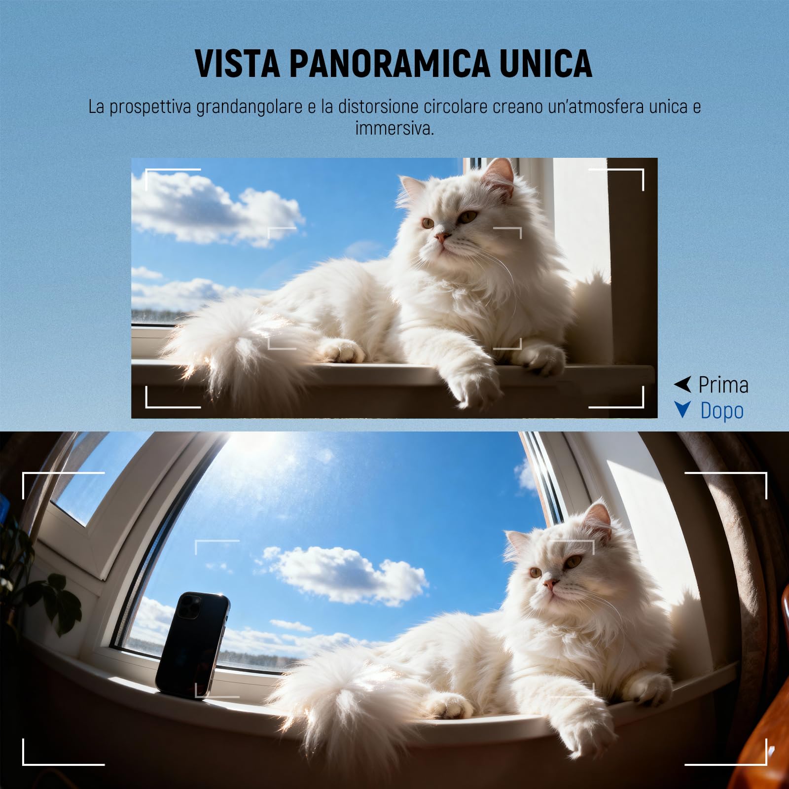 NEEWER Obiettivo Fish Eye VR da 14mm 170° con Clip Filettata da 17mm, Vista Panoramic Fisheye per Streaming, Paesaggi Esterni, Compatibile con iPhone 17 16 Pro Max Android S25 Ultra, LS-77