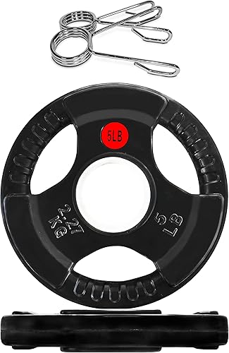 Signature Fitness Olympic - Placa de pesas de hierro fundido de 2 pulgadas para entrenamiento de fuerza y levantamiento de pesas, varios tamaños