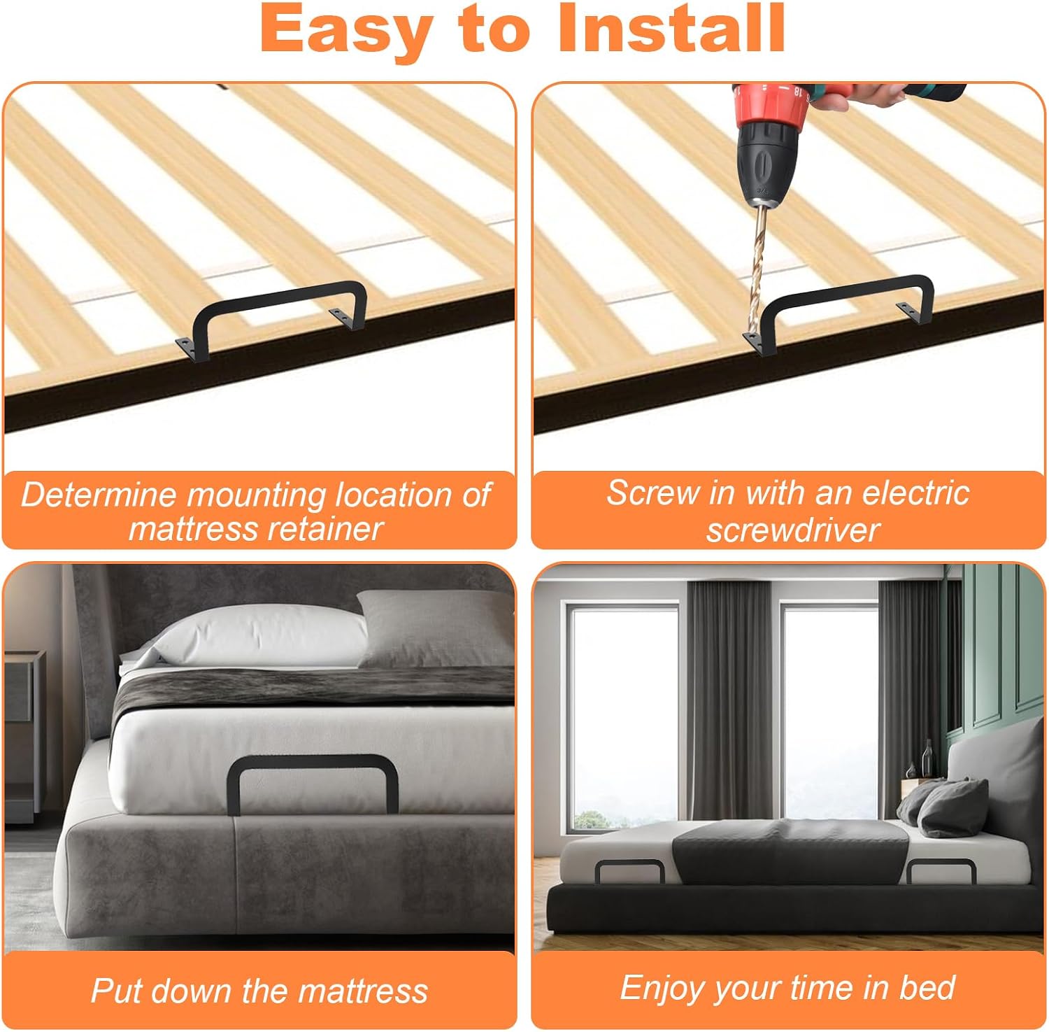 YAYODS 6 Pcs Mattress Slide Stopper, Mattress Retainer Bar Anti Slip Mattress Stoppers Holder Gripper to Prevent Sliding for Bedroom Bed Frame