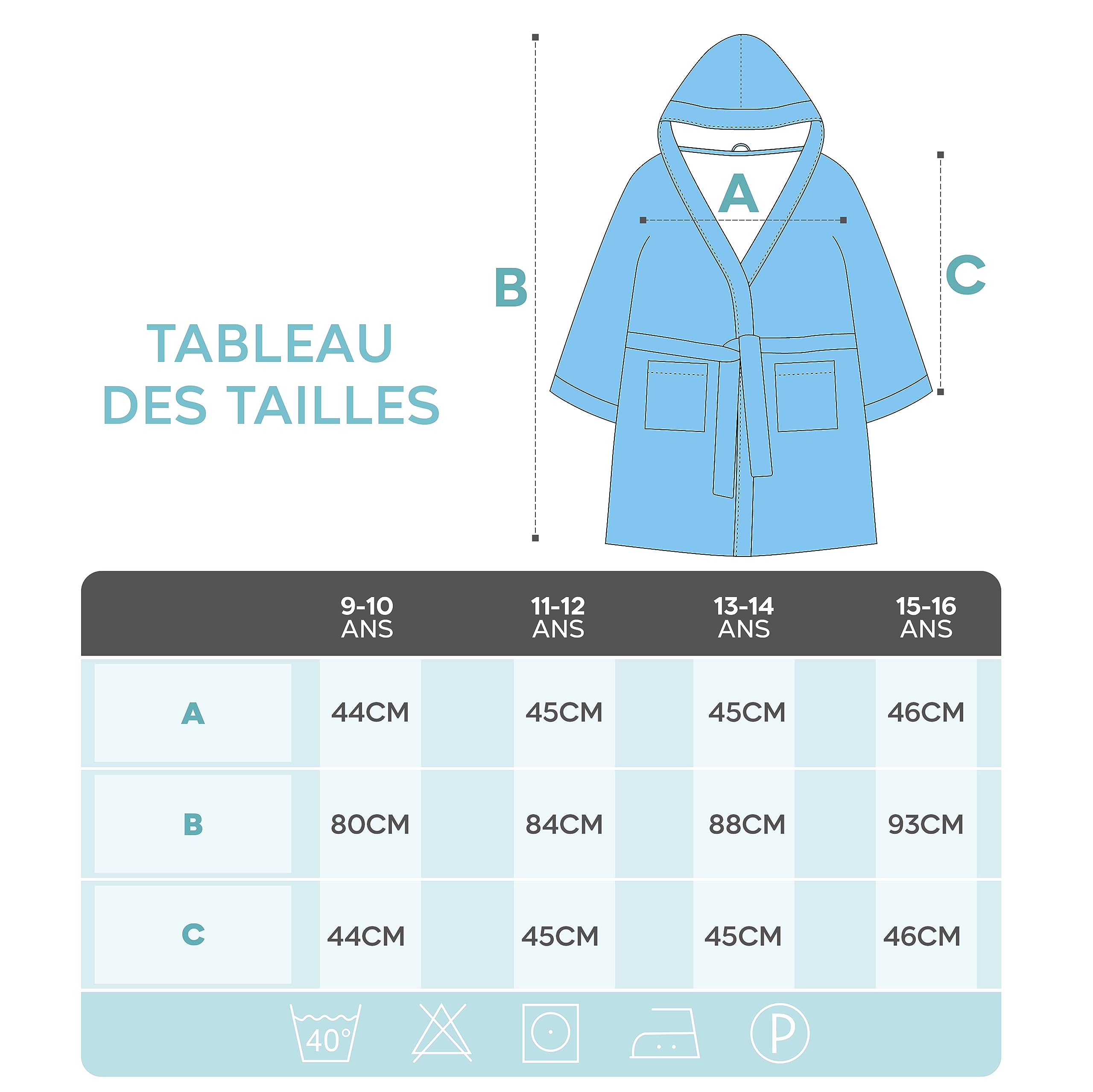 Twinzen Peignoir Adolescent à Capuche - Garçon/Fille, 100% Coton OekoTex, Tissu Éponge Ultra Doux et Absorbant