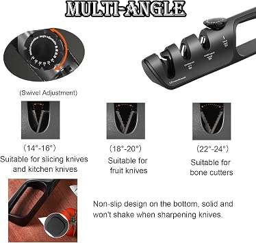 Professional Kitchen Knife Sharpening Stone, Easy Multi-Angle Knife Sharpening Guide for Grind and Polish the Blade, Easy to Carry Cleaver Sharpener