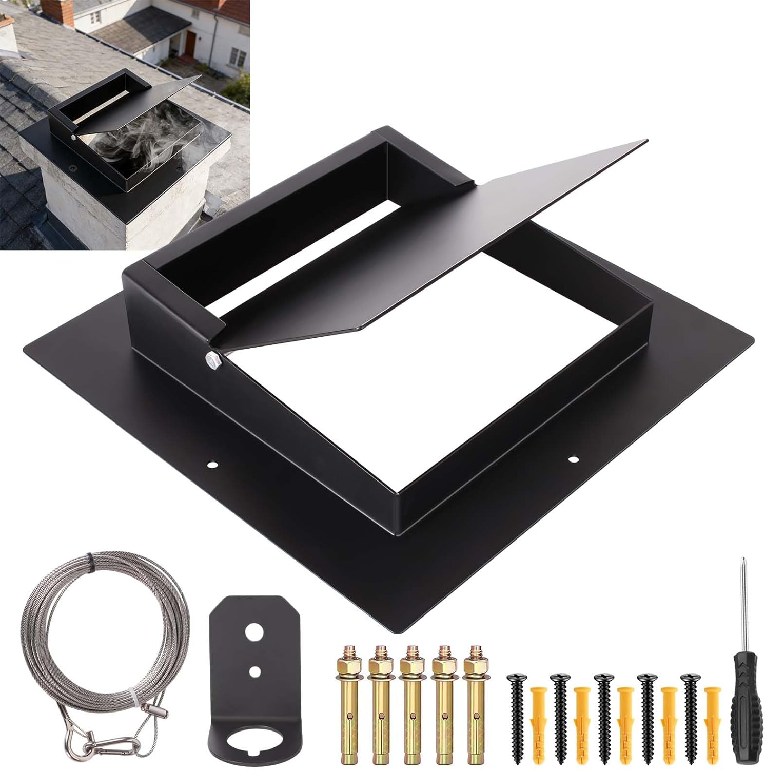 13"x13" Air Tight Chimney Damper - Double Seal Fireplace Damper Kit, Carbon Steel Chimney Draft Blocker for Wood-Burning Masonry Fireplaces Chimneys, Stops Drafts, Saves Energy & Blocks Rain/Snow