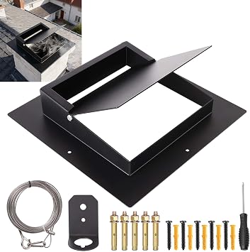 13x13 Inch Air Tight Chimney Damper Double Seal Fireplace Kit Carbon Steel | Carbon Steel Chimney Draft Blocker for Wood-burning Masonry Fireplaces, Stops Drafts, Saves Energy And Blocks Rain And Snow