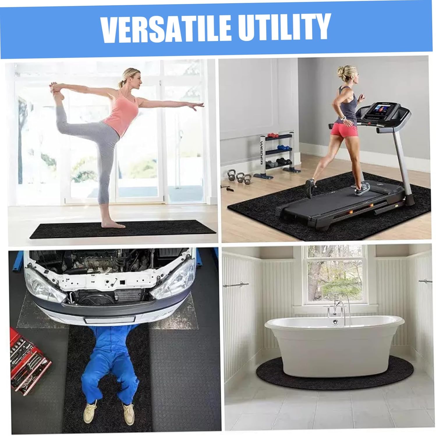 Hot Tub Mat 80x80 Inch Hot Tub Pad for Indoor and Outdoor Use Waterproof & Slip-Resistant Floor Protector Mat for Inflatable Tubs and Pools (Grey)