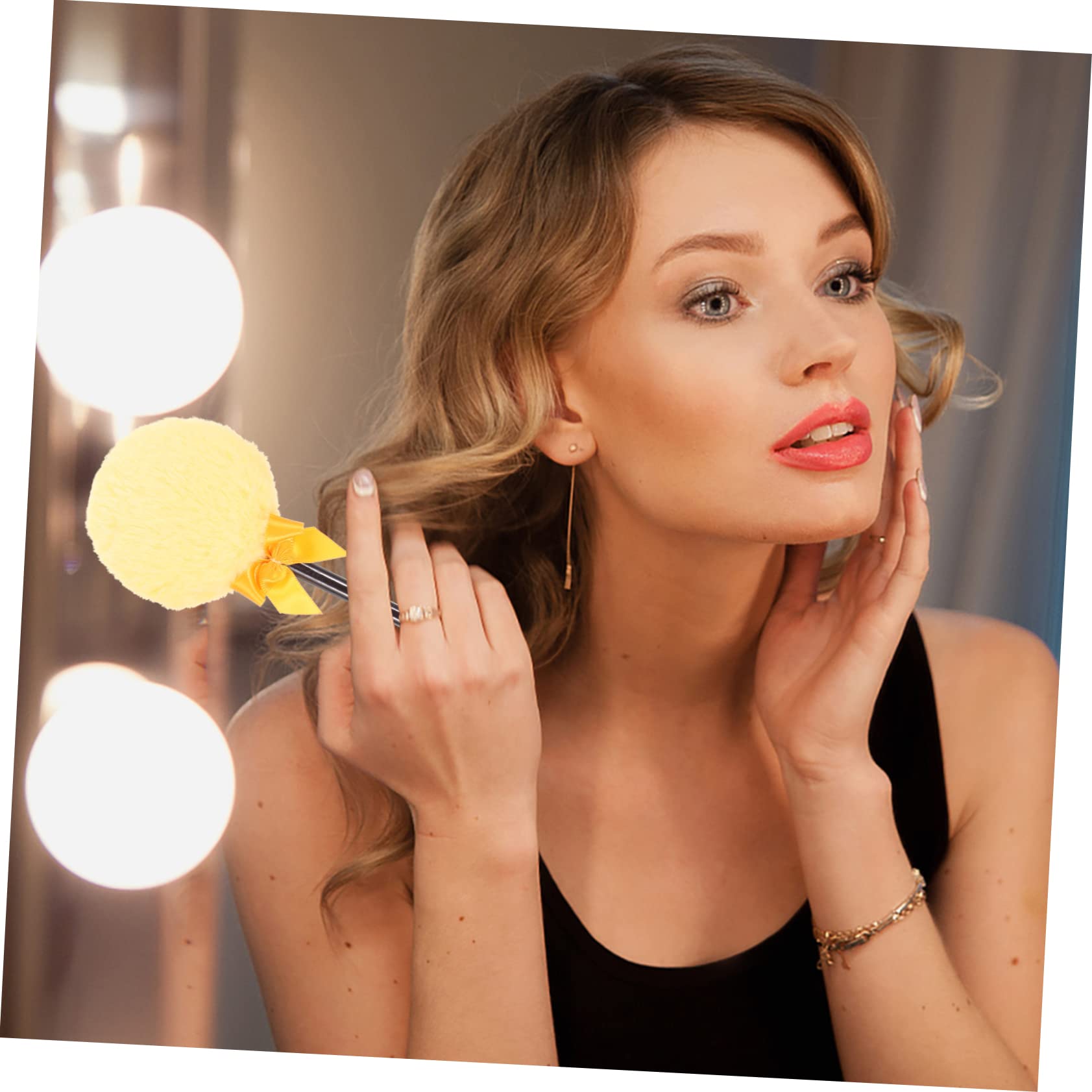 Anneome Plush Body Powder Puff with Bow-knot Compact Powder Puff for After-bath Use Wear-resistant and Refreshing Body Powder Puff Lovely Household Makeup Puff