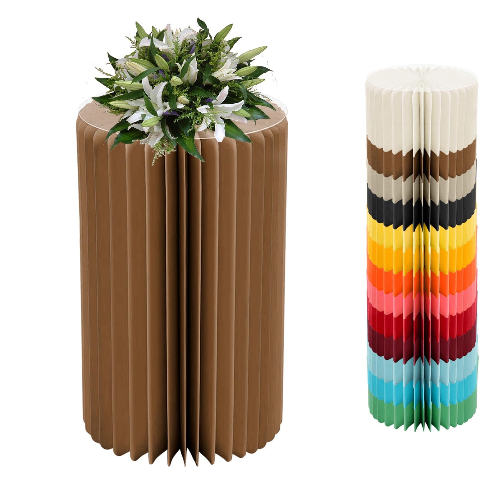 YTBHSHXZ plinth， Foldable Cardboard Cylinder Pedestal Cake Stand Multicolor 20-100cm(Brown,H 60cm/23.6in)