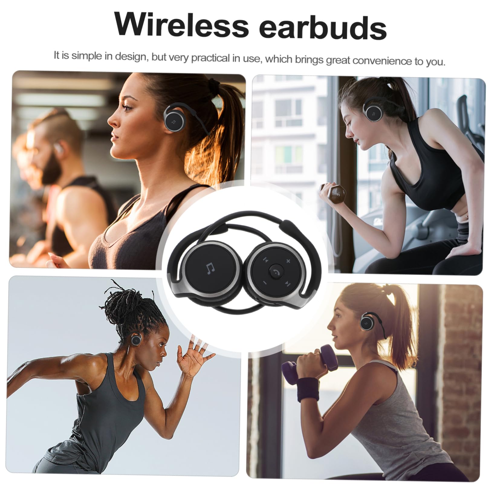 Angoily Auricolari Wireless Earbuds Versione 4.1 Gancio Auricolare, Design Ergonomico in Abs, per Running e Palestra, Colore Nero