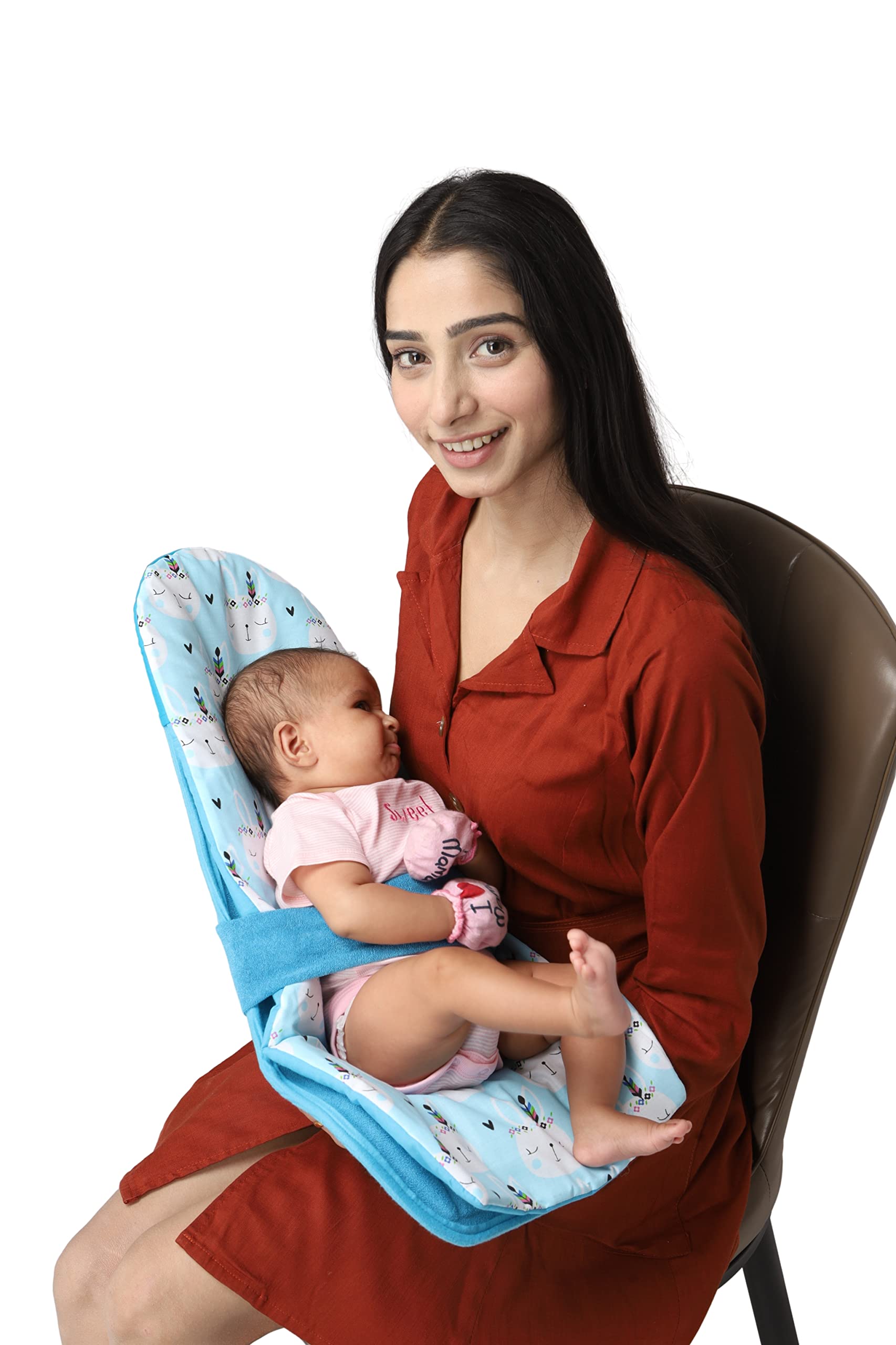 HOOPA 2-in-1 Feeding Pillow with Soft Quilt Mattress (Turquoise Blue) | Nursing pad | Infant Carrier | Newborn Upto 4 Months | Full Body Support-image-27
