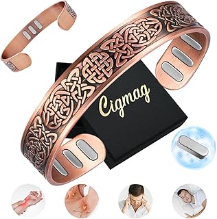 Copper Bracelet for Men, with Powerful 9X 5000 Gauss Magnets, Adjustable Solid Pure Copper (Celtic Knot 1)
