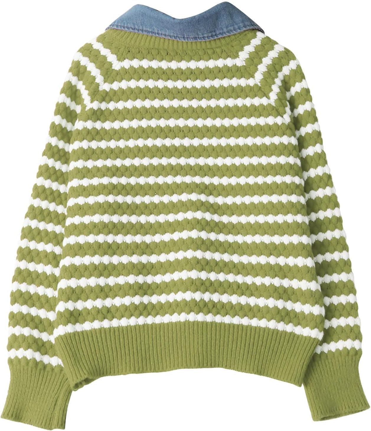 Womens Striped Cable Knit Sweater Fall Long Sleeve Crew Neck Pullover Tops Fall Fashion Clothes Winter Outfits