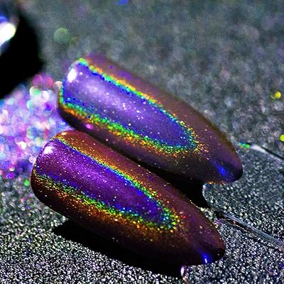 1 Box Chrome Nail Powder - 0.2g Holographic Nail Powder Chameleon Laser Mirror Effect Multi Chrome Pigment Powder for Manicure Decoration Nail Art Supplies