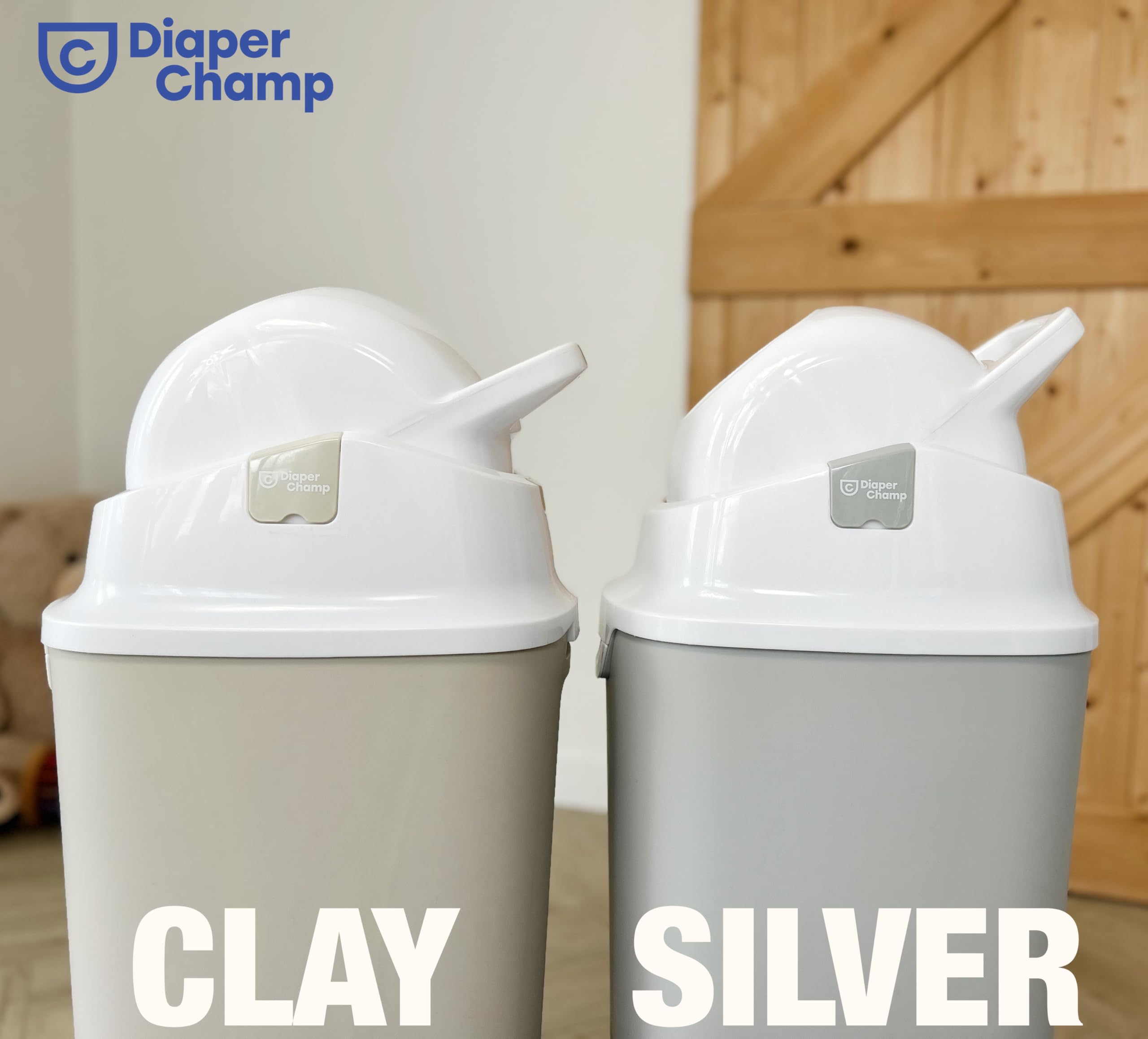 DIAPER CHAMP One - Cubo resistente al olor para pañales, sin cartuchos, con bolsas normales, para aprox. 30 pañales, beige y blanco