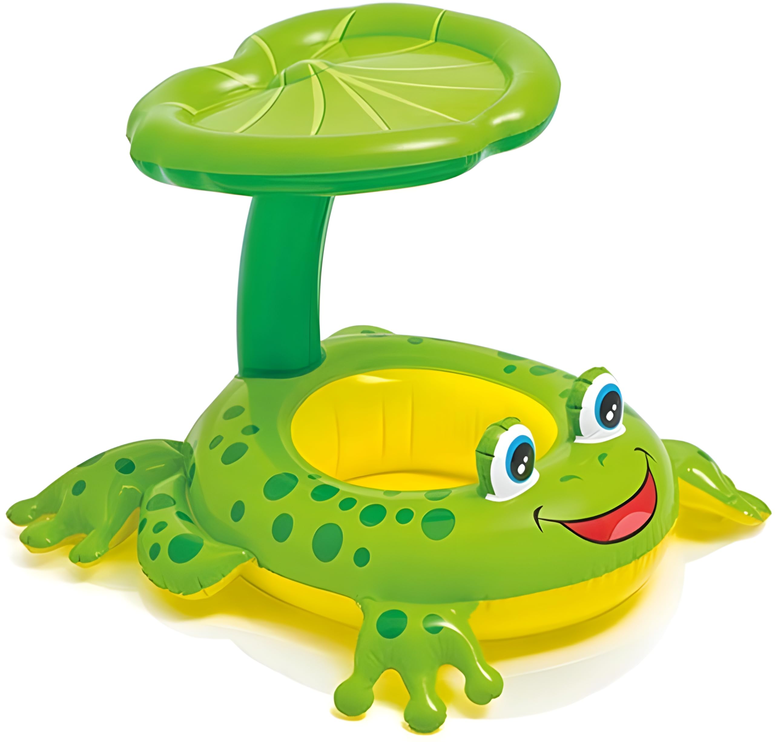 Breewell Baby Boat Pool Party Frog Shape Inflatable Swimming Seat, Inflatable Pool Float for 1-6 Years Old Children, Swimming Ring with Foot Pump 20x24inch Pool Float-image-9
