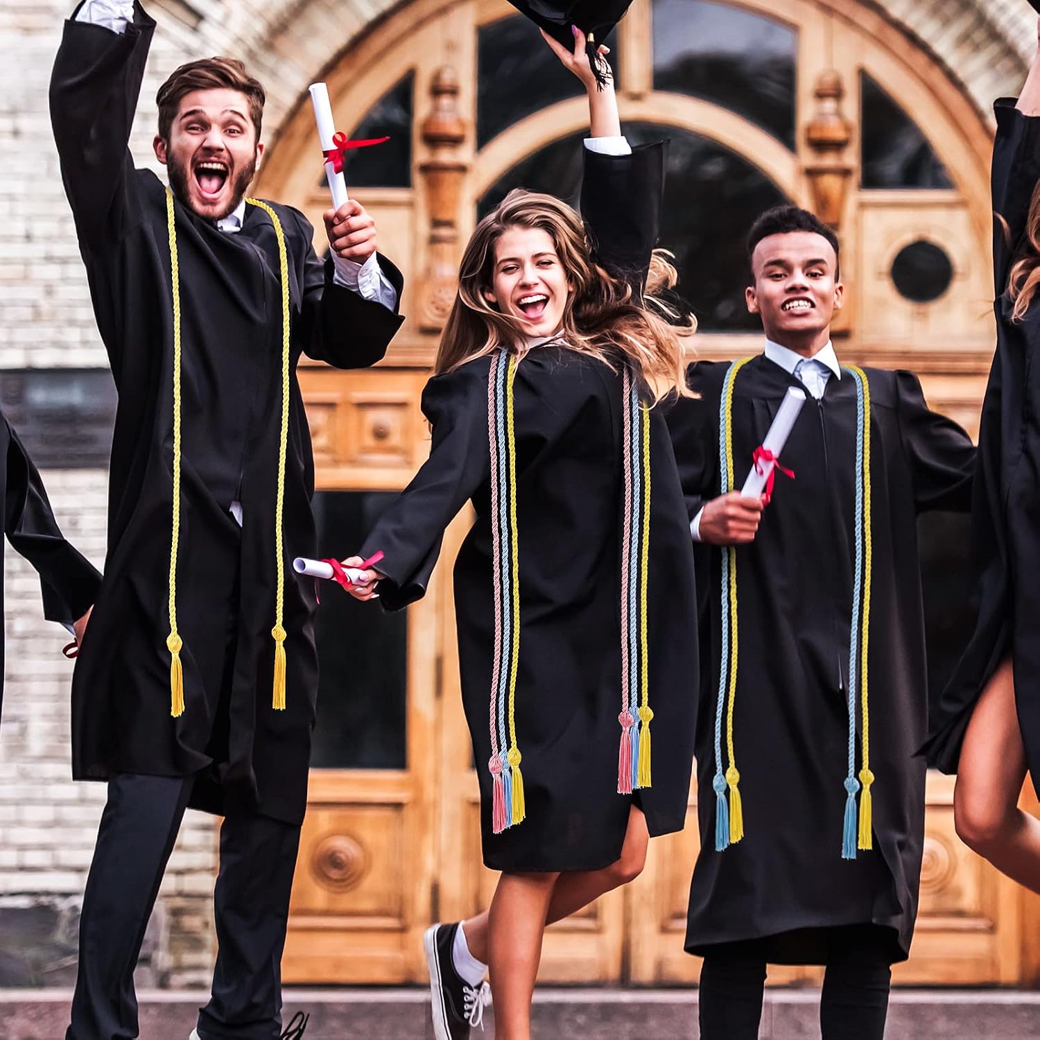 Boao 6 Pcs Graduation Cords, Honor Cords, 2026 Grad Tassel Ropes, 67" Long Braided Cord for 2026 Grad Ceremony Decor Bachelor Gown for Student Master(Gold)