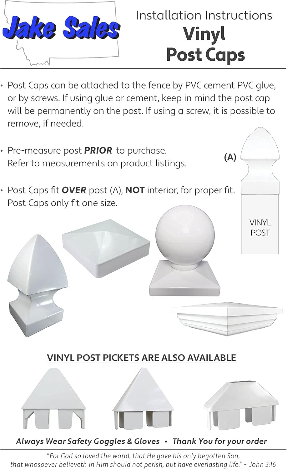 Jake Sales 4" Vinyl Post Cap - Federation Style Post Cap (LMT) for 4 x 4 Vinyl Fence Posts. White Vinyl