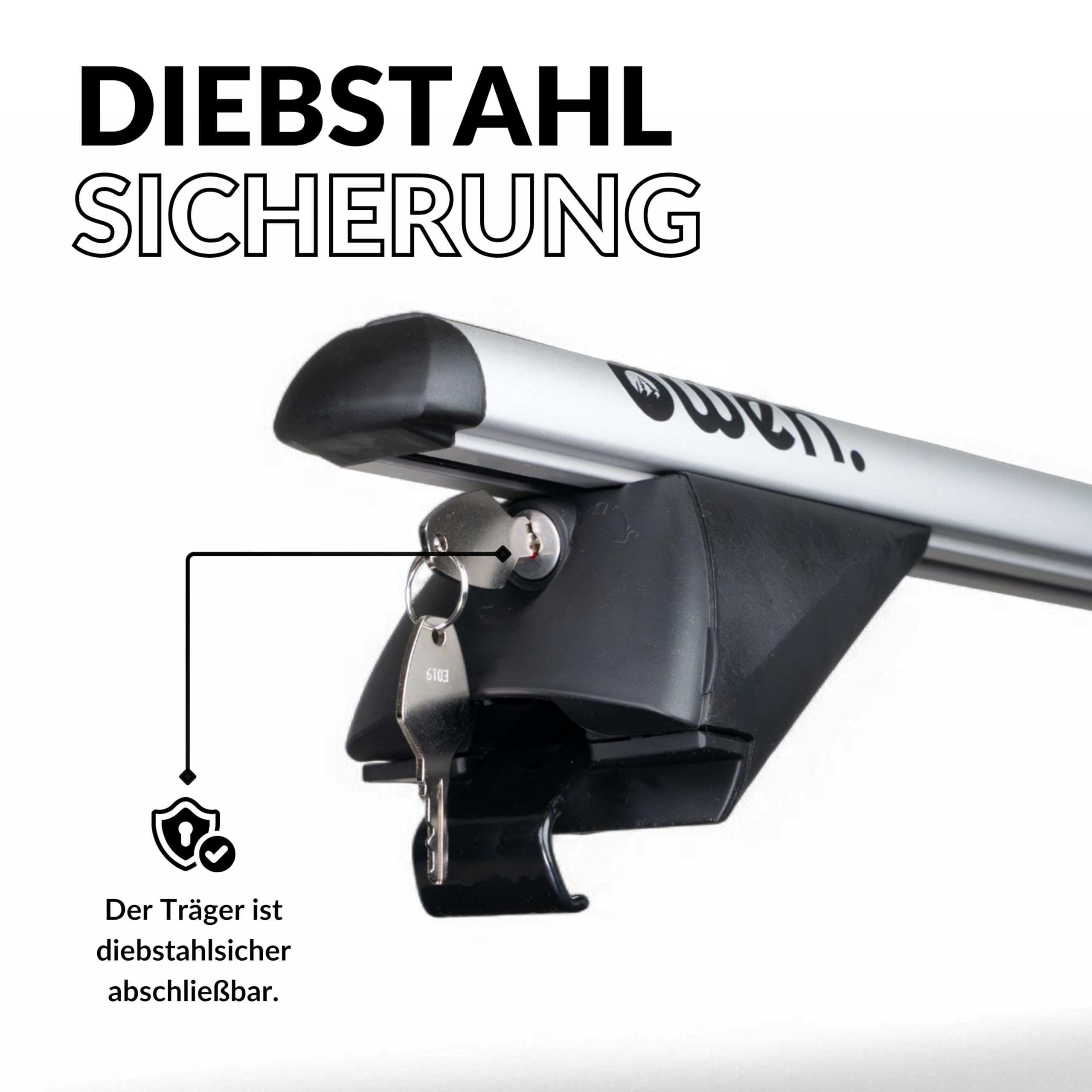 Owen 3.0 Auto Dachträger für geschlossene Reling 120cm | Alu Relingträger abschließbar aerodynamisch 90kg dynamisch | Querträger verstellbar 70-108cm | für Dachbox, Dachzelt
