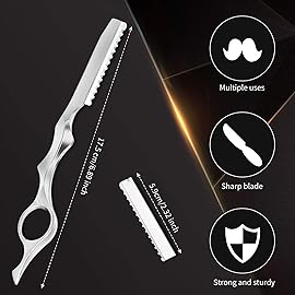 Mudder 11 Pieces Hair Styling and Thinning Comb Set - Texturizing Cutting Comb with Replacement Stainless Steel Razors for Salon and Home Use (Silver)