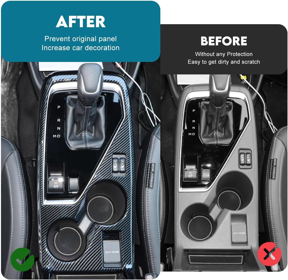 INTGET Gear Panel Cover for 2024 2025 Subaru Crosstrek/Subaru Impreza Accessories Carbon Fiber Center Console Gear Shift Panel Cover for 2025 Crosstrek Wilderness (Big Gear Panel Cover)