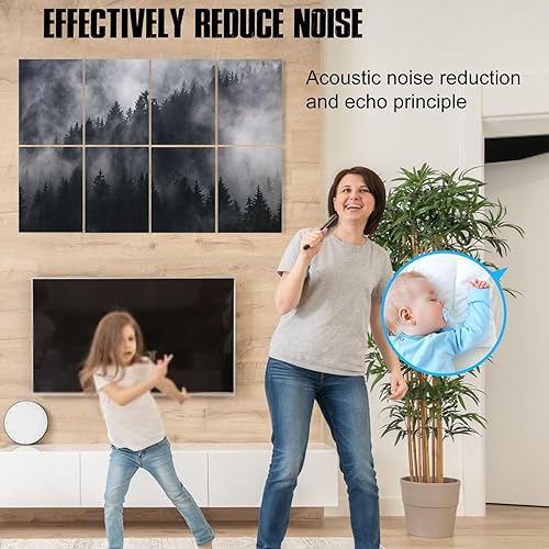 Miniatura 5 de Paneles acústicos de pared insonorizados arte acústico de pared acolchado a prueba de sonido, paneles de amortiguación de sonido, tratamiento