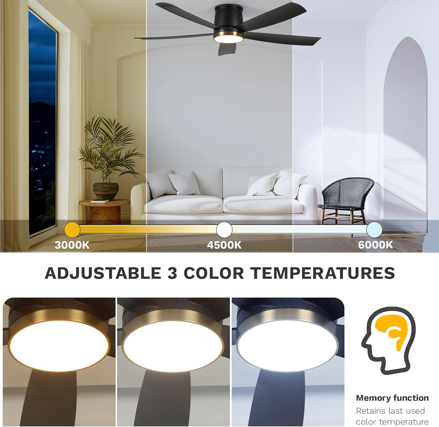 Adjustable 3 Color Temperatures