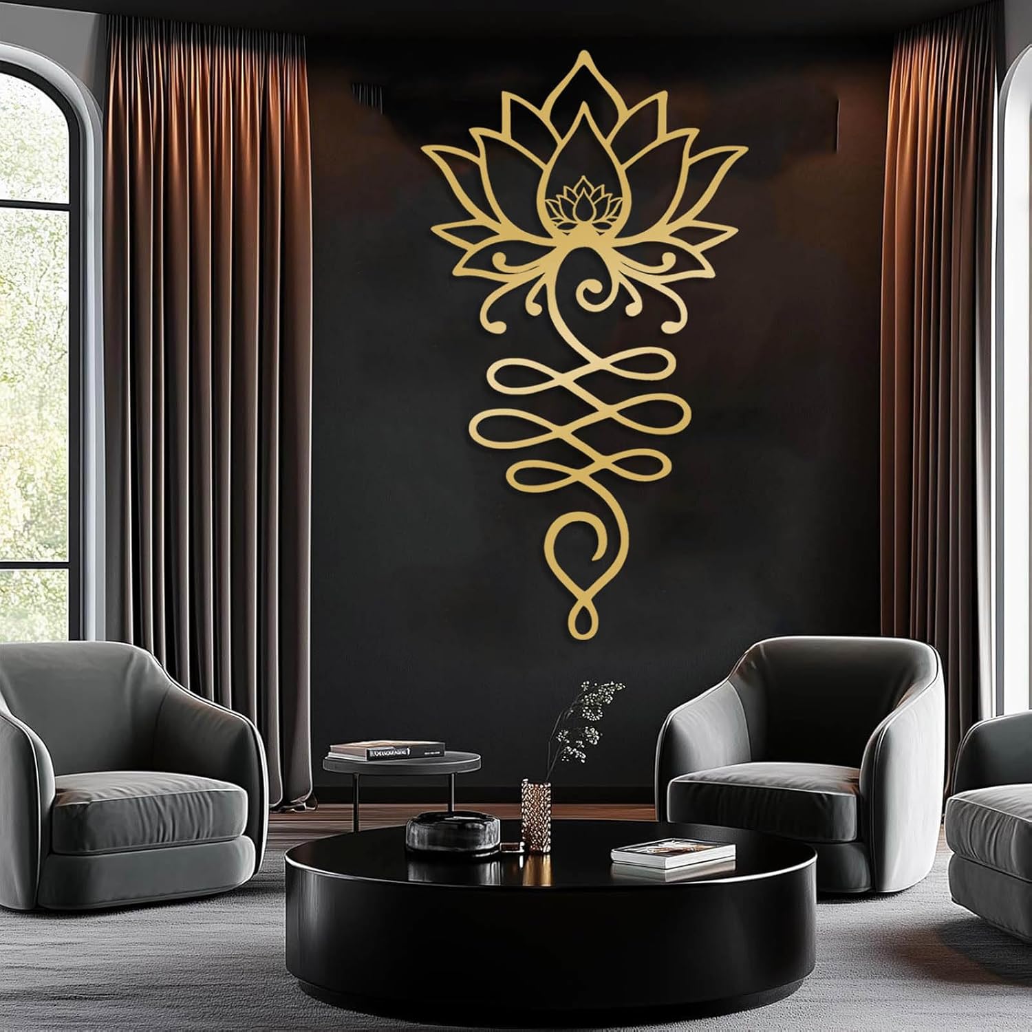 Jogwenu Lotus Flower Metal Wall Art, Lotus Flower Wall Decor, Floral Metal Wall Hanging, Mandala Wall Art, Spiritual Wall Hanging, Meditation Yoga Decor (White, 30"x17"/76x42cm)