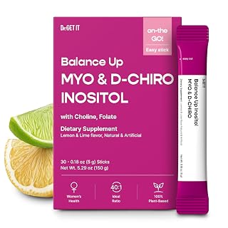 Balance Up Inositol 40:1 Myo & D-Chiro with Folate(Vitamin B9) & Choline – Hormone Balance & Reproductive Health Support for Women – Lemon Lime Stick Powder, 30 Servings - Amazon product rated Grade A