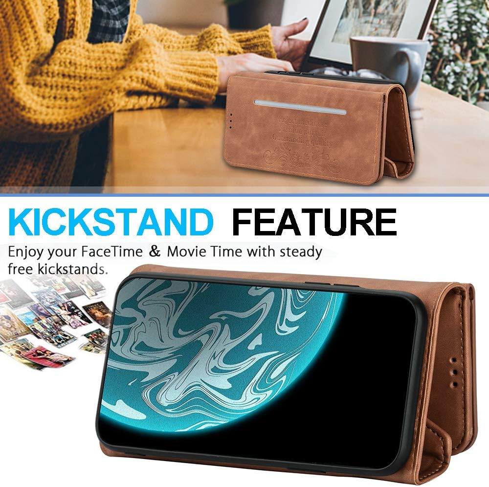 Kudex Galaxy Note 8 Wallet Case for Women,Envelope Book Design Flip Folio Leather Kickstand Protective Wallet Clutch Purse Case with 7 Card Holder Money Pocket Strap for Galaxy Note 8 2017(Brown)