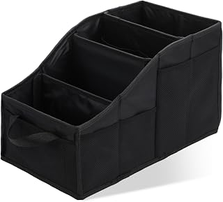 Honeydak Passenger Seat Organizer, Collapsible Car Storage for Console Front/back Seat with Multi-pockets Car Caddy Organizer Suv Truck for Kids Adults Accessories(Black,4 Compartments)