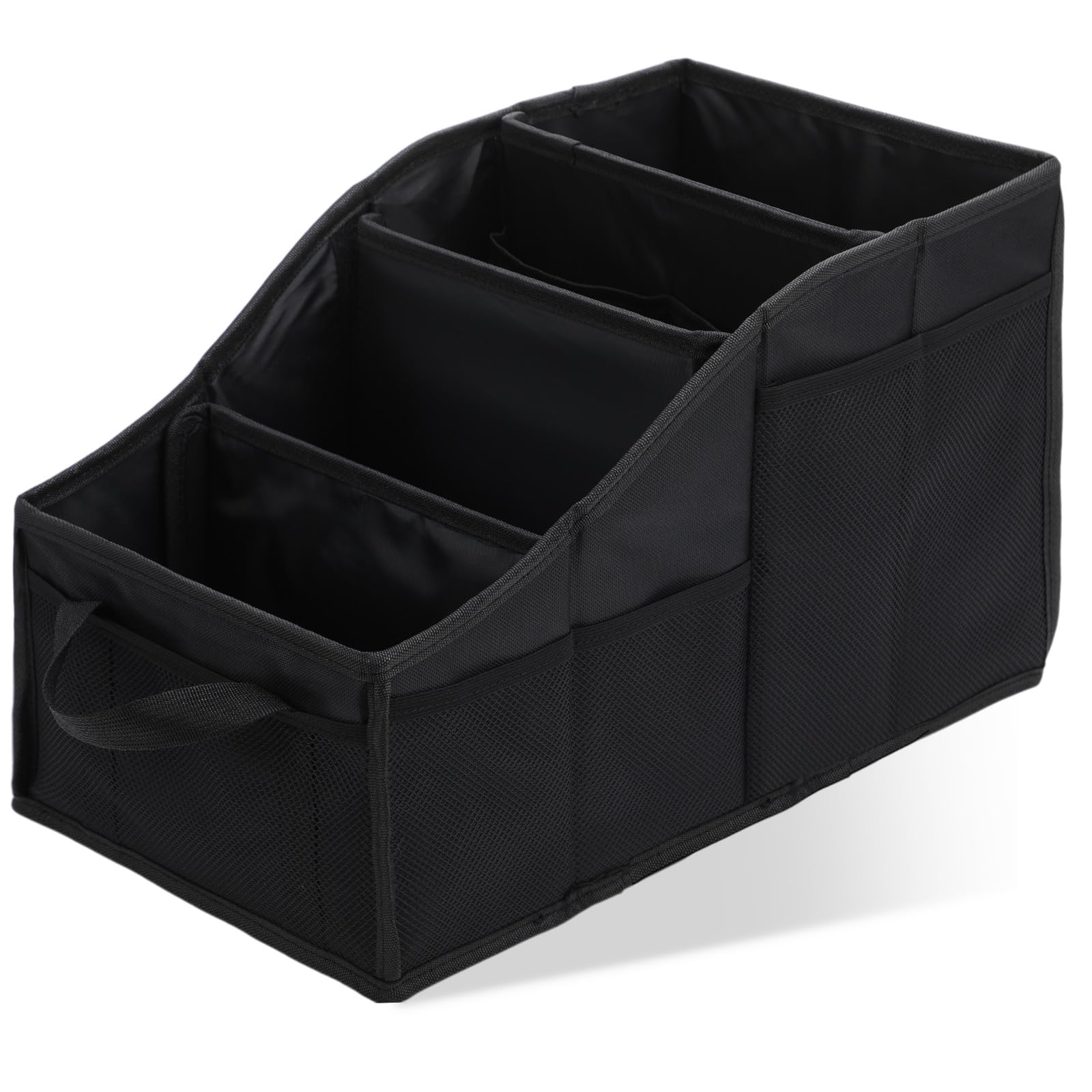 Honeydak Passenger Seat Organizer, Collapsible Car Storage for Console Front/back Seat with Multi-pockets Car Caddy Organizer Suv Truck for Kids Adults Accessories(Black,4 Compartments)