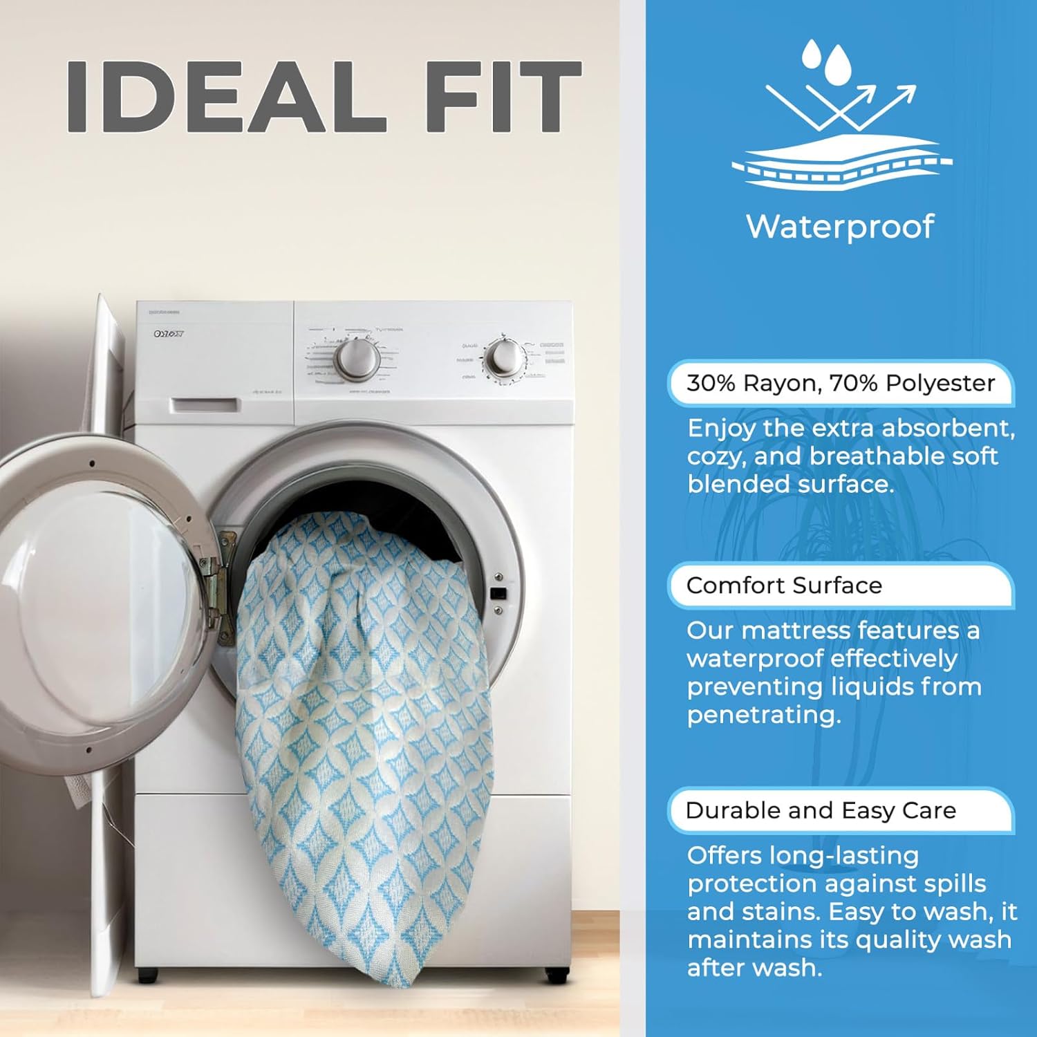 Waterproof Cooling Mattress Protector - Lightweight & Breathable King Size Mattress Portector - Soft, Temperature Regulating & Hypoallergenic 18"" Deep Pocket Mattress Cover, White