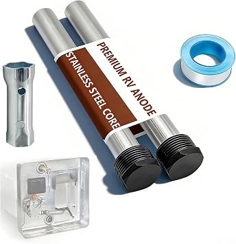 2 PCS RV Water Heater Anode Rods & 1-1/16 inch Socket, Camper Water Heater Aluminum/Zinc Anode Rod 3/4 Thread 9.25 Length Replacement for Suburban and Morflo Water Heater Tanks