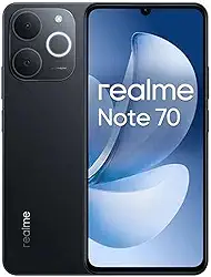 Smartphone Realme Note 70 RMX5313 8GB de RAM / 256GB. Bateria de 6300mAh e tela de 6,74" 90Hz HD+, IP54 com Resistência Militar a impactos. Cor Obsidian Black (Preto). Global Anatel