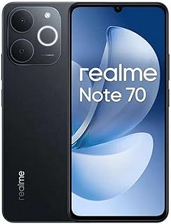 Smartphone Realme Note 70 RMX5313 8GB de RAM / 256GB. Bateria de 6300mAh e tela de 6,74" 90Hz HD+, IP54 com Resistência Militar a impactos. Cor Obsidian Black (Preto). Global Anatel